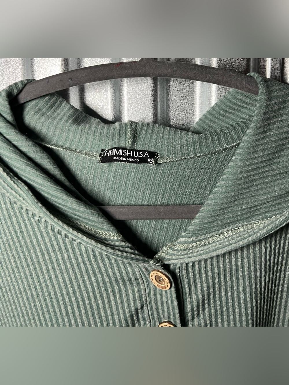 HEIMISH USA Ribbed Hooded Top in Sage Green 2X NWOT - Picture 2 of 4